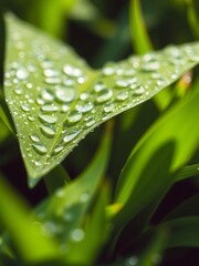 green leaf with water drops