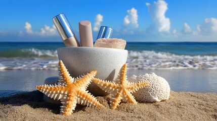 Beach Cosmetics Summer Skincare Products Starfish Sand