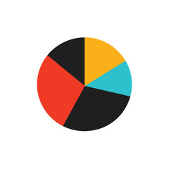 Colorful Round Sliced Shape Featuring Segments in Black, Red, Yellow, and Cyan