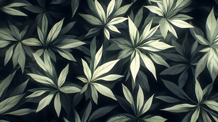 Dark Green Lush Tropical Foliage Plant Leaves Background
