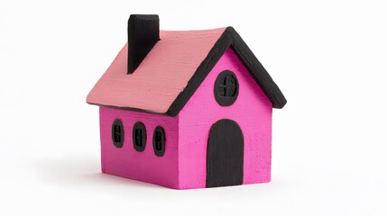 Pink Wooden Toy House Miniature Model Home