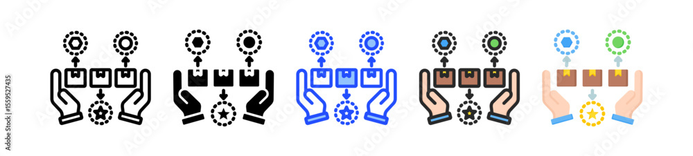 Poster differentiation icon collection with multiple styles
