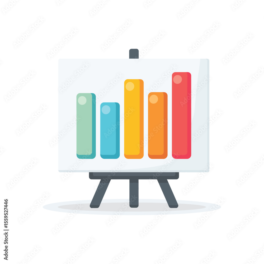 Aufkleber column chart display board with colorful vertical bars isolated on white background