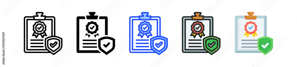 Poster authenticity icon collection with multiple styles