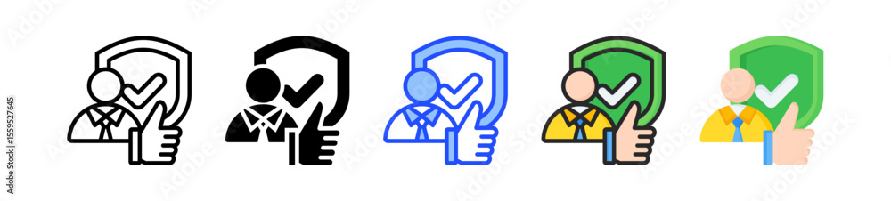 Aufkleber credibility icon collection with multiple styles