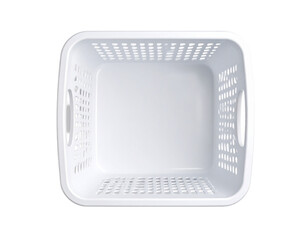 Plastic laundry basket top view on transparent background, practical for home use.
