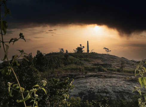 Dombari Buru Memorial, Birsa Munda's Legacy at Sunset, Khunti, jharkhand, india.