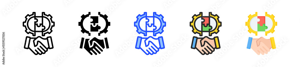 Poster cooperation icon collection with multiple styles
