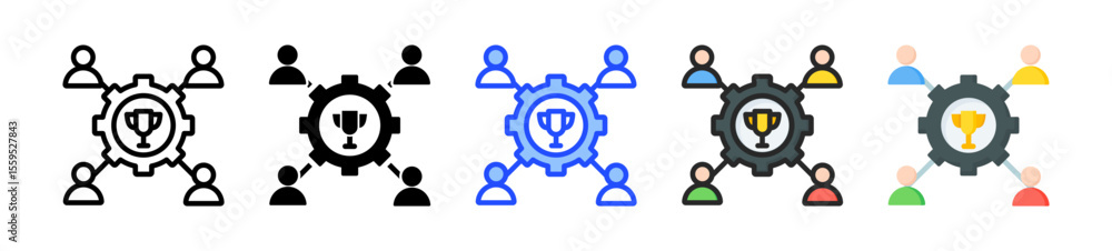 Poster team icon collection with multiple styles