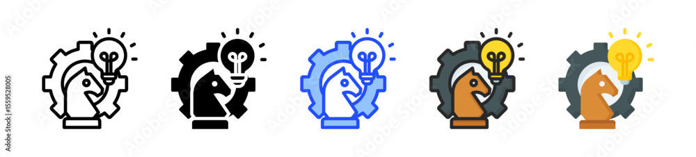 Poster strategy icon collection with multiple styles