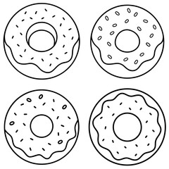 Cartoon Donut in Bright Neon Colors Coloring Page