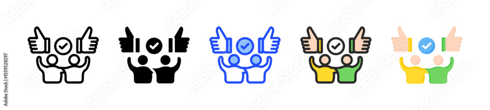 Poster dependability icon collection with multiple styles