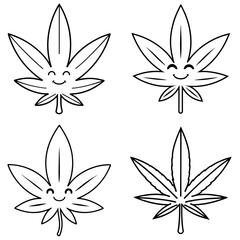 Cute Cartoon Marijuana Leaf Icon
