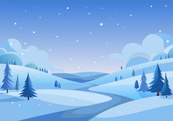 Beautiful winter morning landscape background vector illustration design