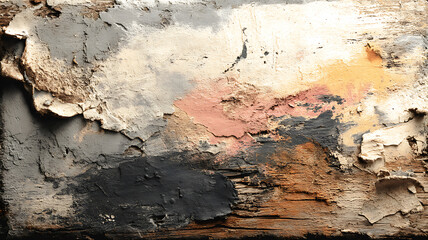 Fototapeta premium Aged timber with multilayered paint and weathered texture displays unique colors and patterns