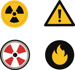 radioactive material warning icon set caution