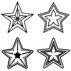 Obraz premium Traditional Style Star Tattoo Sticker Icon – Classic Line Art, Outline Vector Illustration