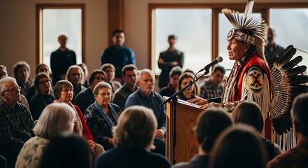 Indigenous Leader Addressing a Community Gathering