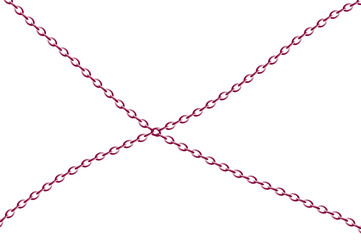 Crossed Chain Lines in Metallic Pink Forming X Shape Symbolizing Strength, Connection, and Restriction in Abstract Design Illustration