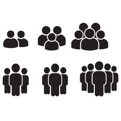 people group icons. small, medium and large group symbol set.