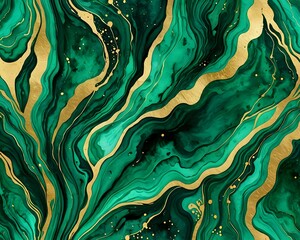 Emerald green watercolor with radiant gold foil marbling evokes richness, nature, and timeless prestige