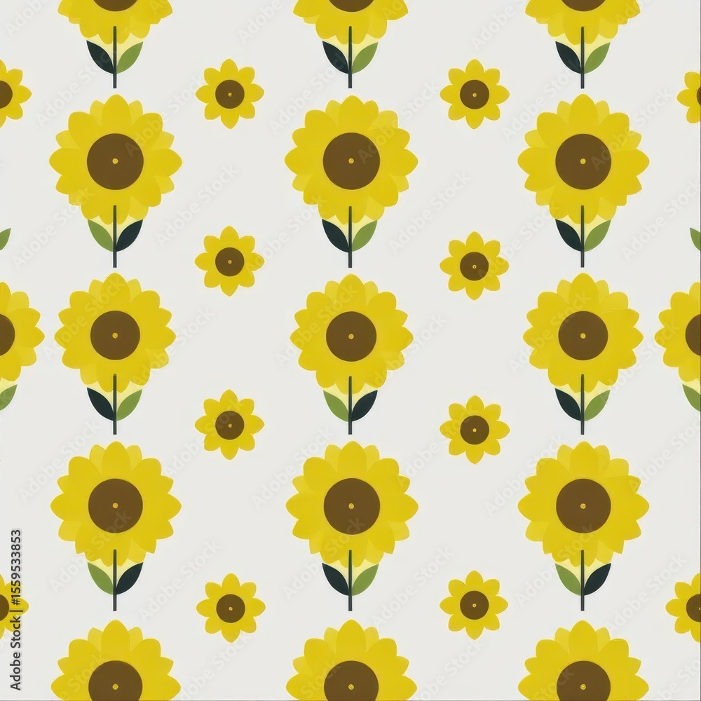 Poster sunflower pattern: a cheerful and vibrant seamless pattern featuring stylized sunflowers in various 