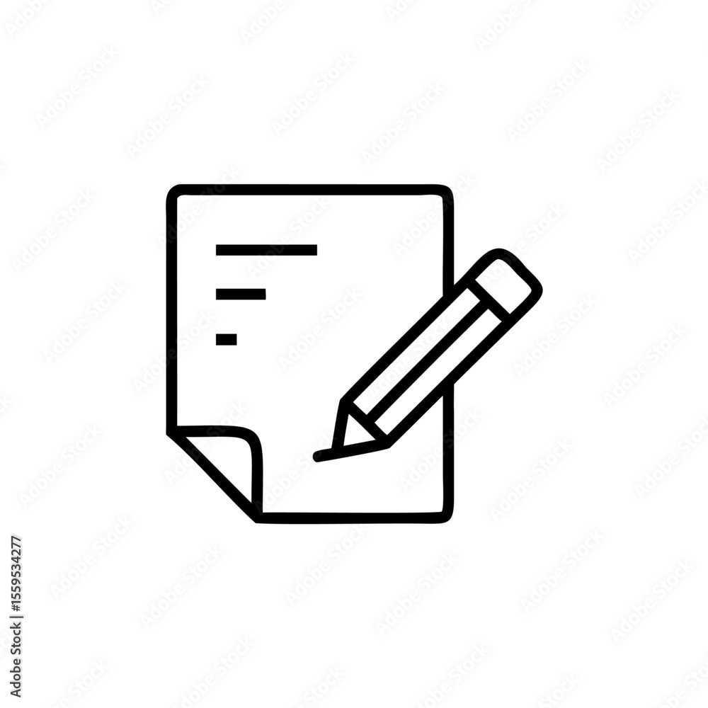 Poster document with lines a pencil writing on it against a background paper