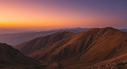 Mountain vista at sunset