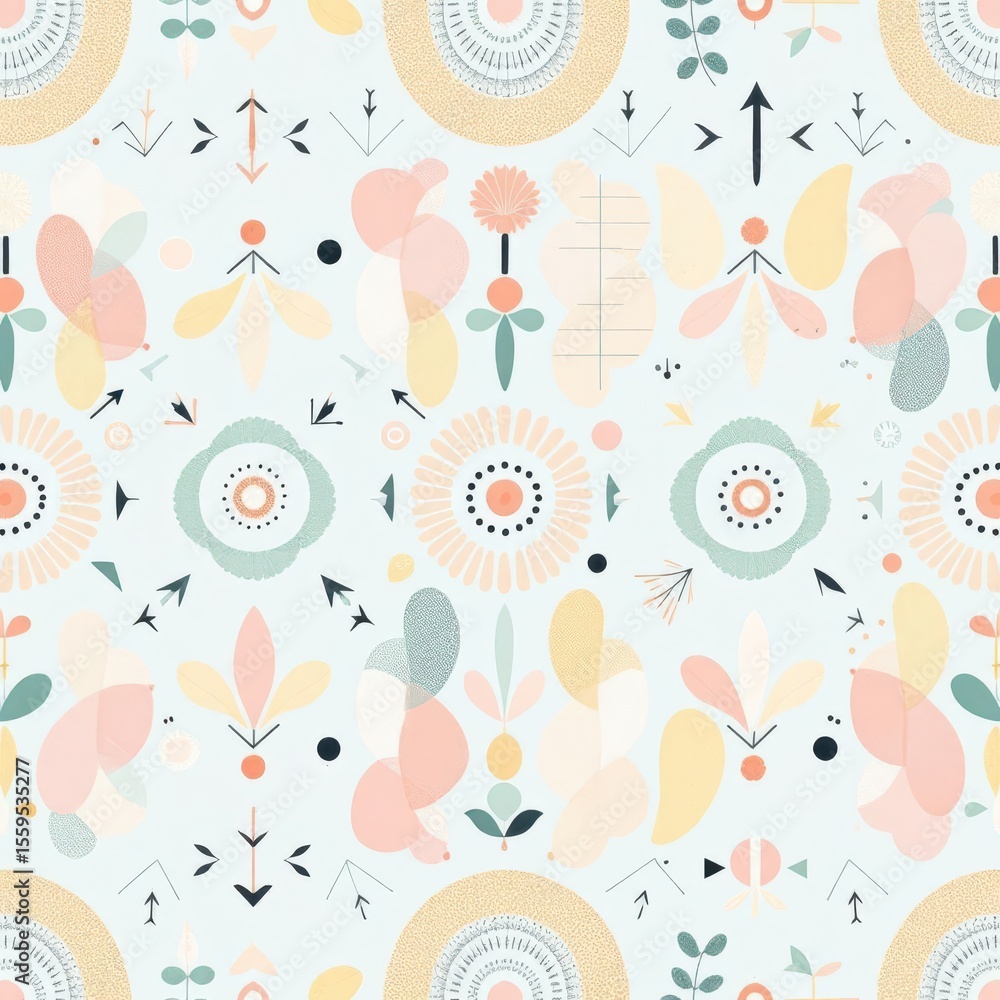 Poster abstract floral pattern: a visually stunning pattern with delicate floral and abstract elements, fea
