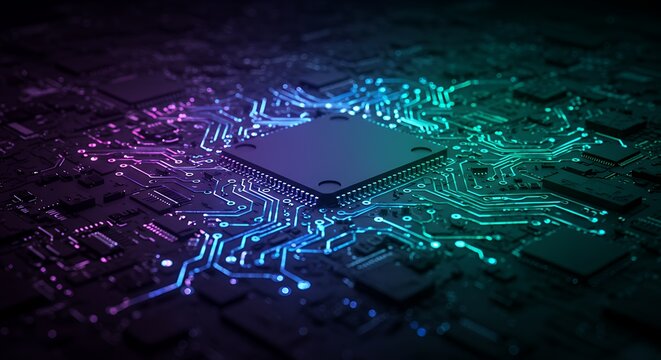 Aqua Blue Digital Circuit Board Technology Background