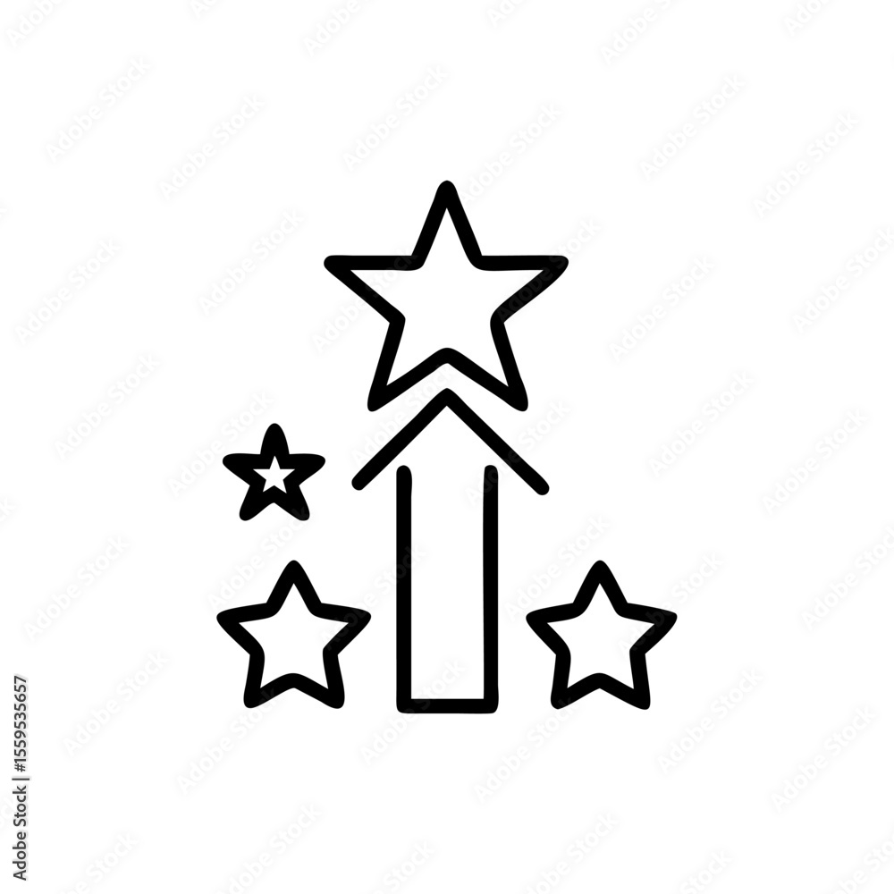 Poster of stars an upward arrow on a background concept vector