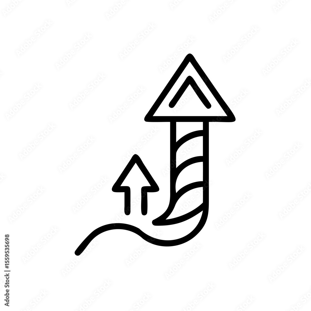 Aufkleber arrow graphic with upward direction a triangle on top on background vector