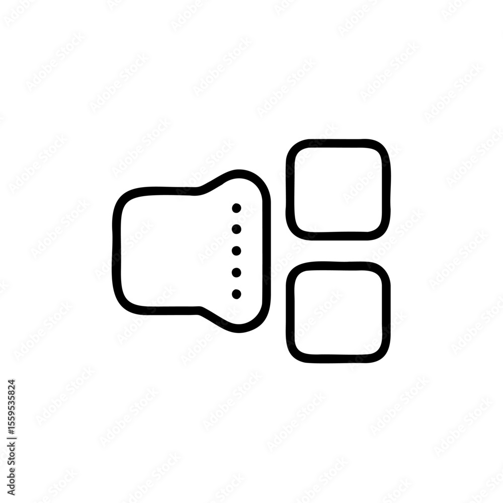 Aufkleber handdrawn graphic of a speaker icon with two square buttons on background audio sound