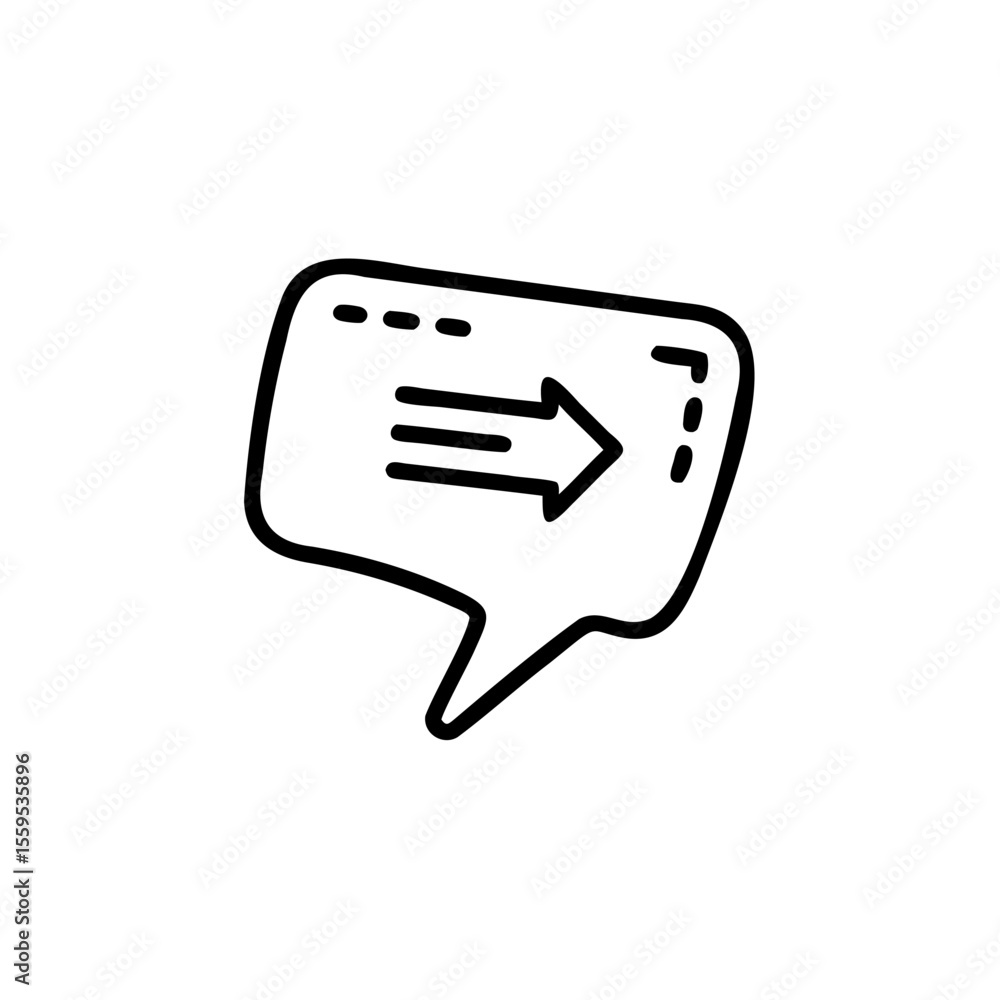 Poster handdrawn speech bubble with arrow dots on background communication concept right