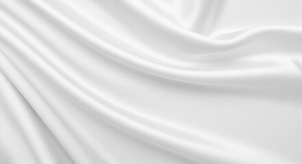 Smooth, flowing white fabric with elegant drapes and soft folds creating a luxurious texture