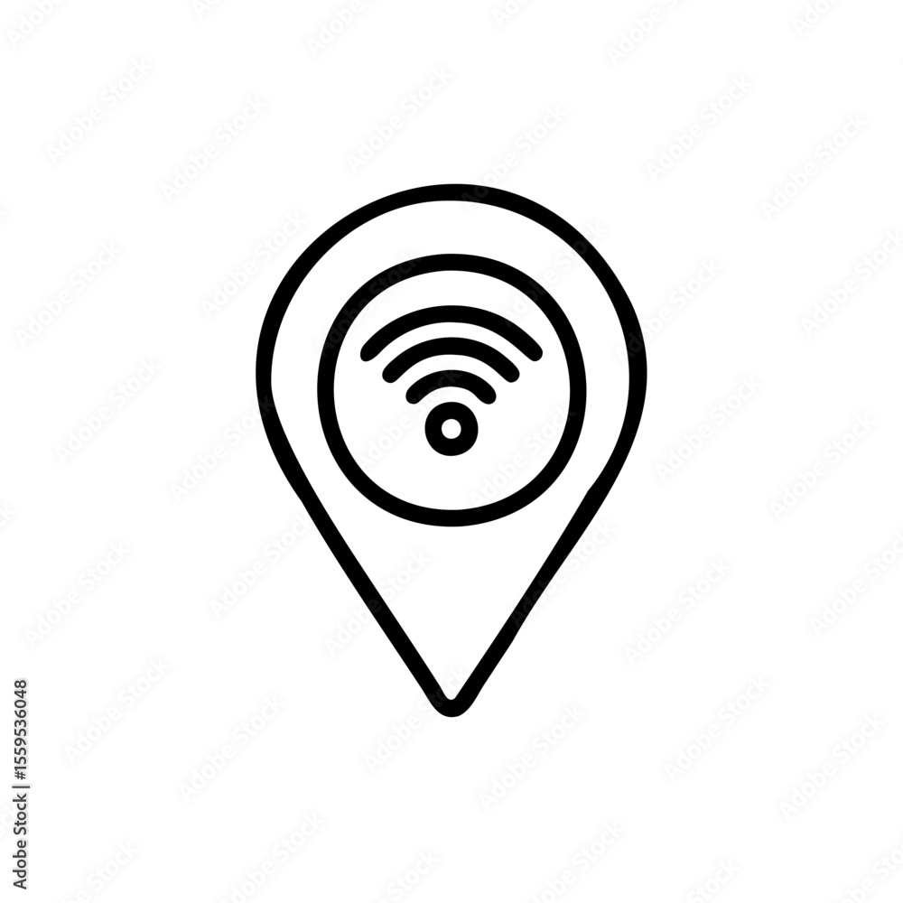 Aufkleber wifi signal icon inside a location pin on a background graphic wireless internet