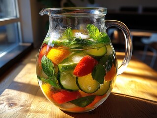 Refreshing fruit infused water pitcher
