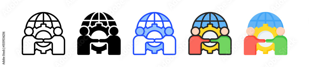 Poster collaboration icon collection with multiple styles