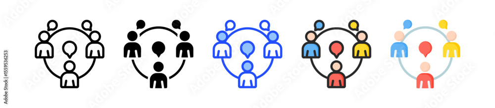 Poster socialize icon collection with multiple styles