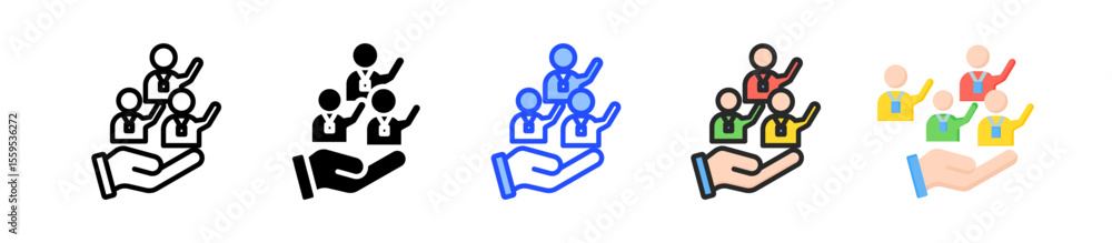 Poster participation icon collection with multiple styles