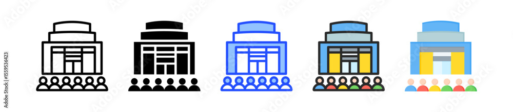 Poster community center icon collection with multiple styles