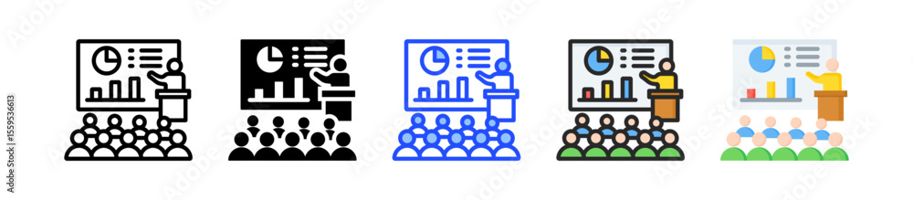 Poster public meeting icon collection with multiple styles