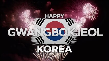 Celebrating Gwangbokjeol South Korea with Firework Display on Black Background