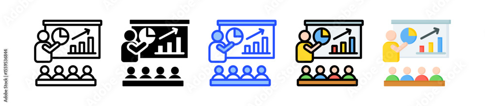 Poster training icon collection with multiple styles