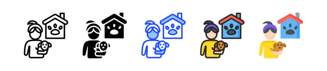 Pet Adoption Icon Collection With Multiple Styles