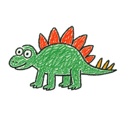 cute stegosaurus dinosaur animal illustration simple and minimalis childern drawing crayon style artwork transparent background ai generated