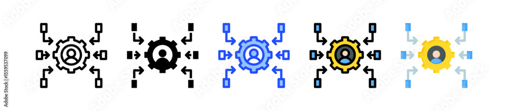Poster convergence icon collection with multiple styles