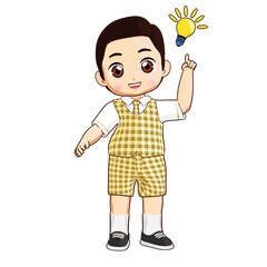 3D illustration of a boy with a lightbulb idea, representing creativity and curiosity. Perfect for educational or children's content and inspiration.