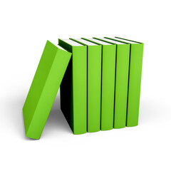 Stack of Green Books Isolated on White Background. 3D Illustration. File with Clipping Path