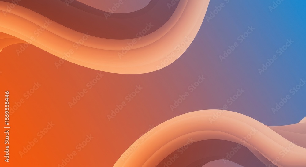 Poster photo of abstract orange and blue waves create a dynamic and artistic background with a gradient eff